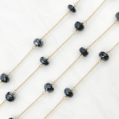 Coated Black Spinel Gold Plated Wire Chain.