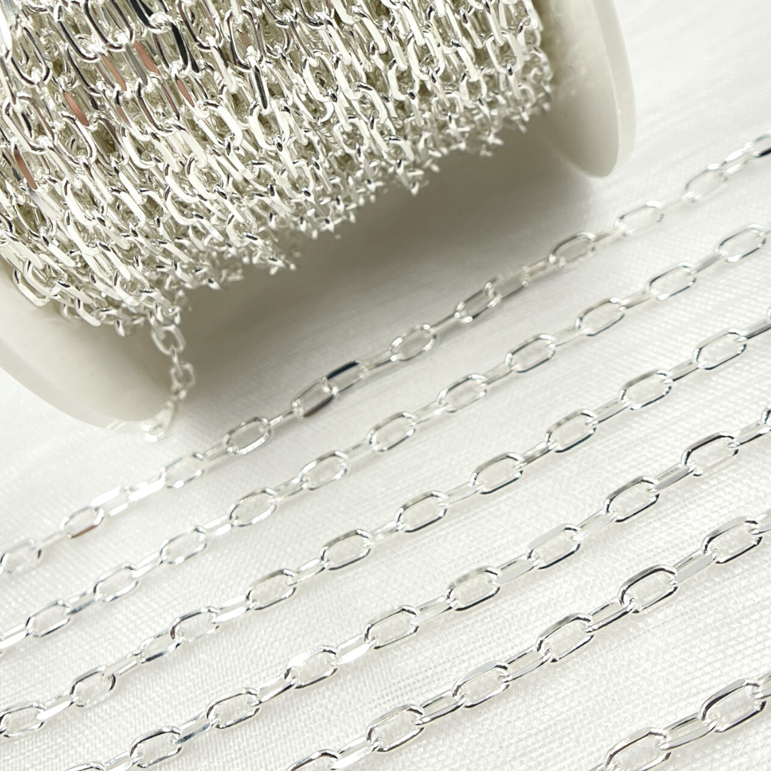 Sterling Silver Diamond Cut Paperclip Link Chain