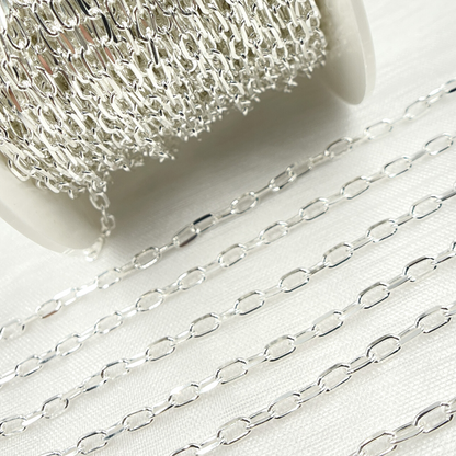 Sterling Silver Diamond Cut Paperclip Link Chain