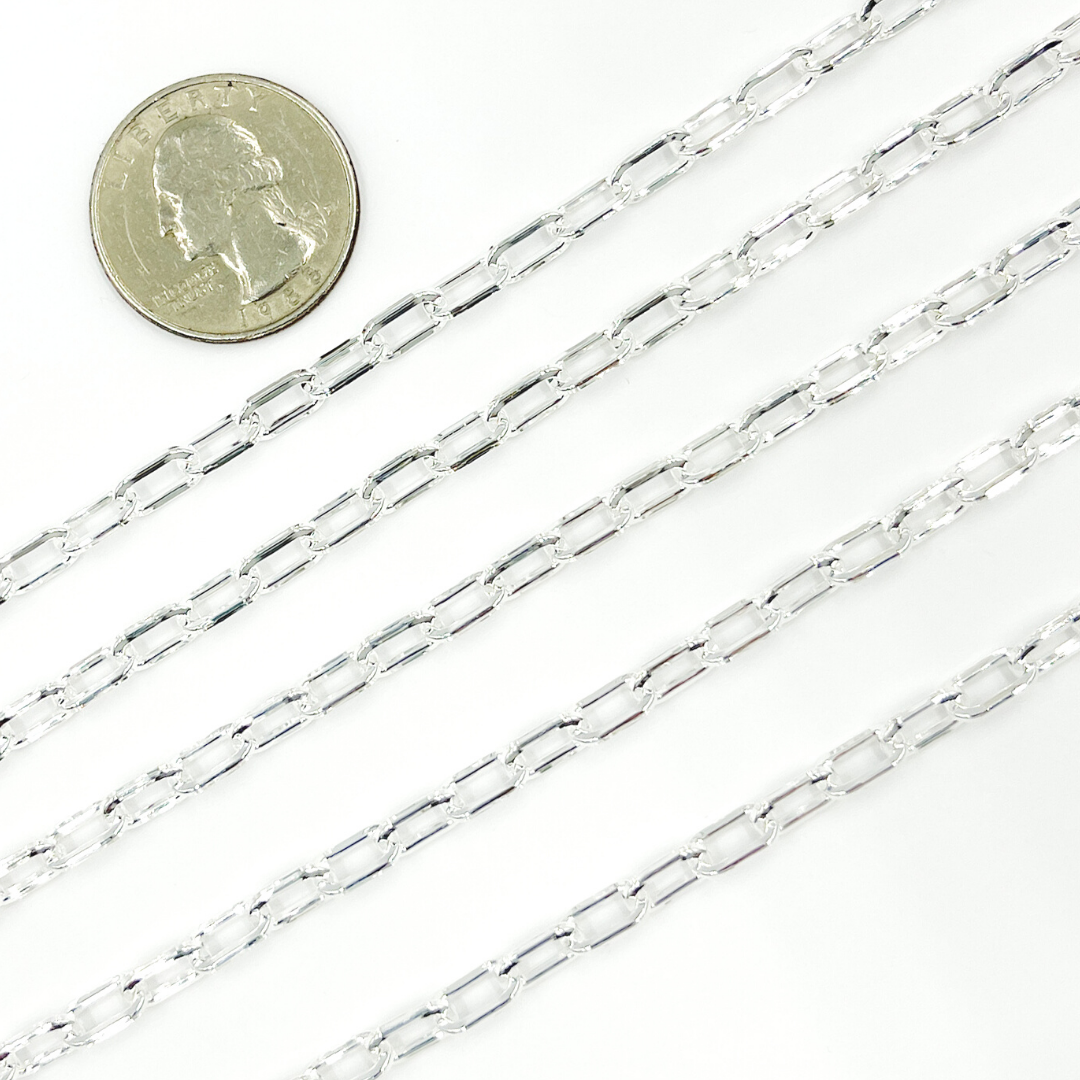 925 Sterling Silver Round Paper Clip Chain. V137SS