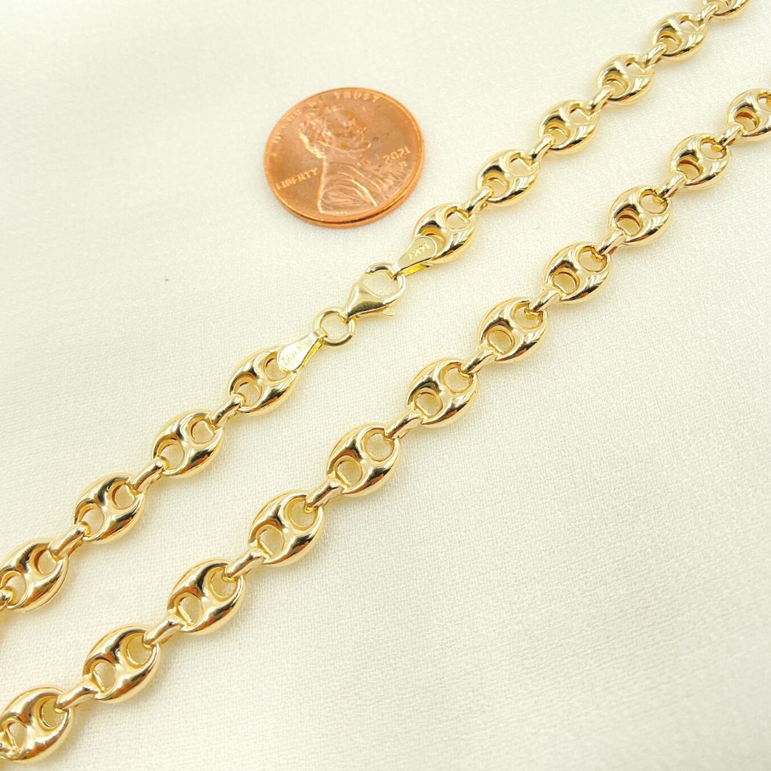 14K Solid Yellow Gold Gucci Style Link Chain