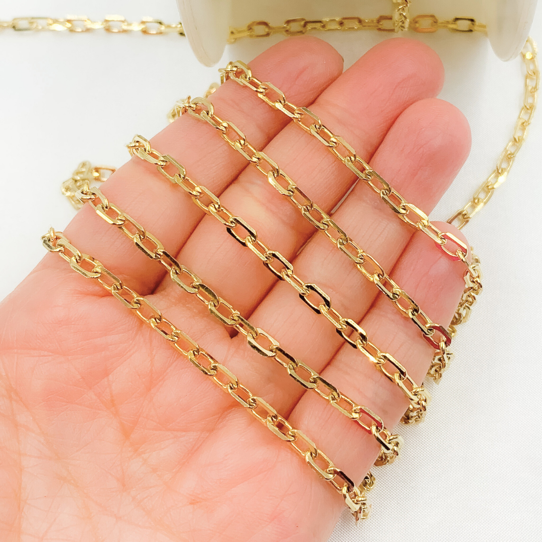 Gold Plated 925 Sterling Silver Square Diamond Cut Chain. V33GP