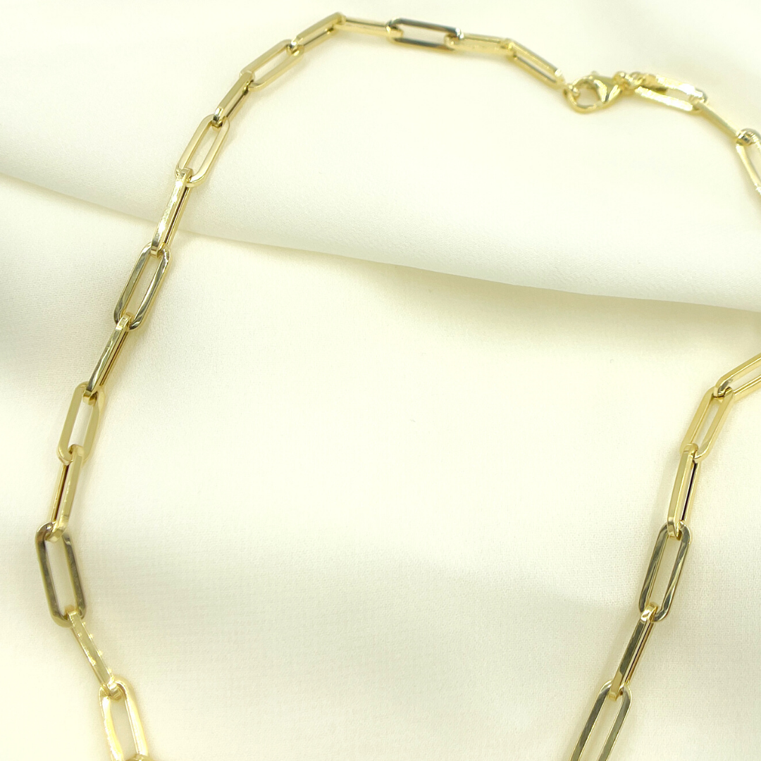 14K Solid Gold Flat Paperclip Chain