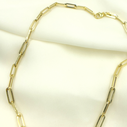 14K Solid Gold Flat Paperclip Chain