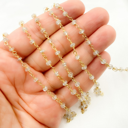Natural Zircon Gold Plated Wire Chain.