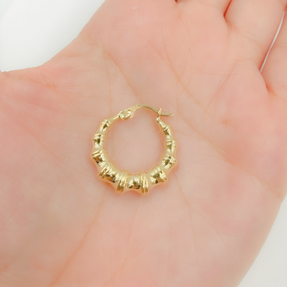 14K Solid Gold Textured Hoop
