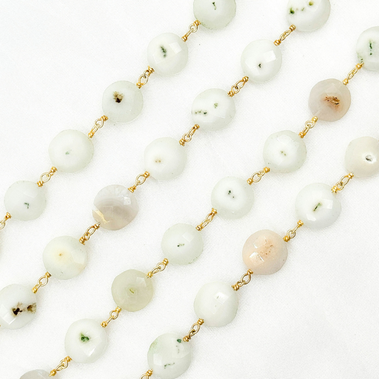 Solar Quartz Coin Shape Gold Plated Wire Chain.