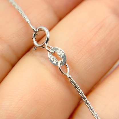 14K Solid White Gold Wheat Chain