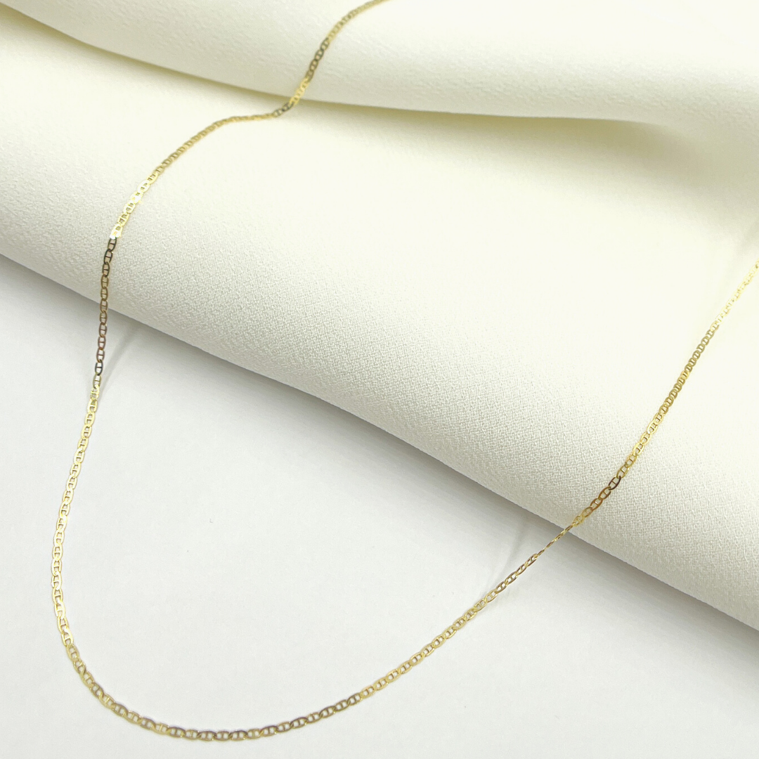 14K Solid Gold Flat Marina Necklace