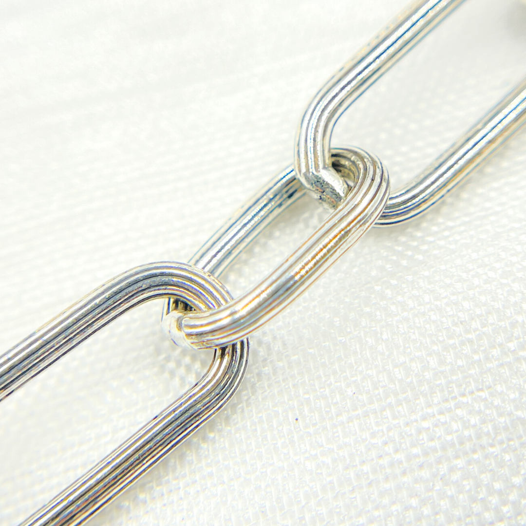 Oxidized 925 Sterling Silver Paperclip Textured Link Chain. V148OX