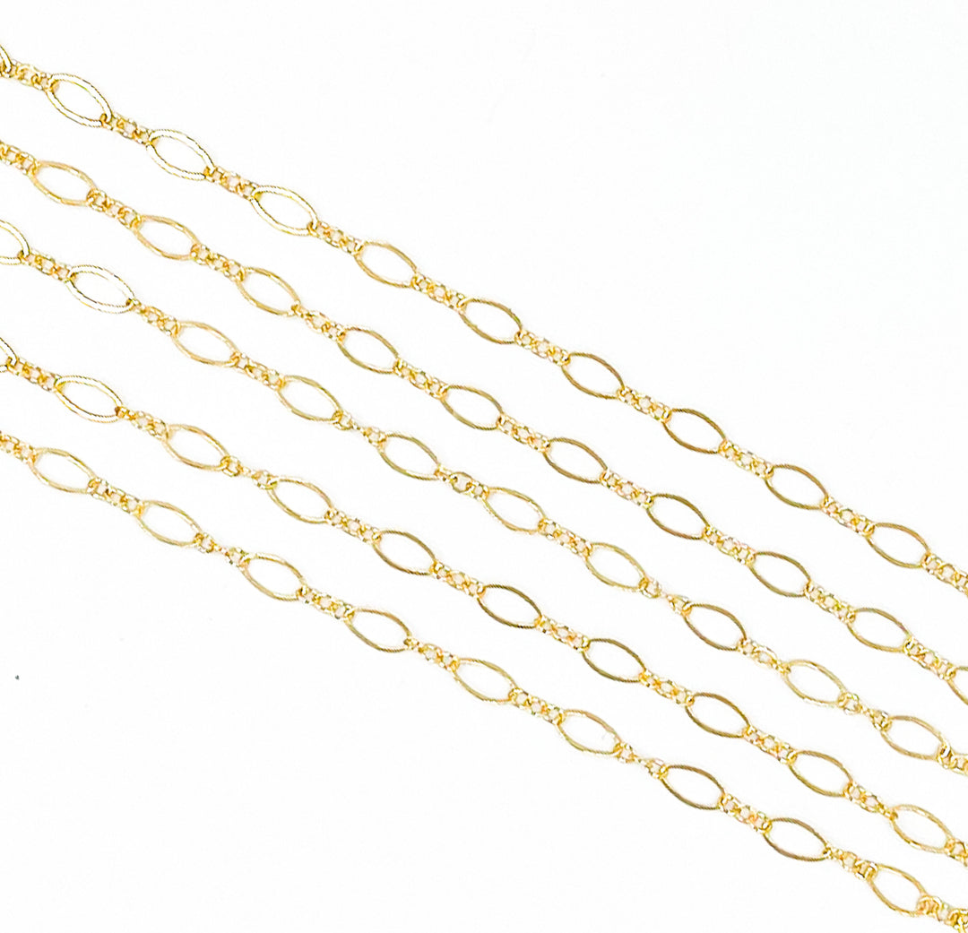 14K Gold Filled 1 long & 3 short Flat oval link Chain. 738FGF