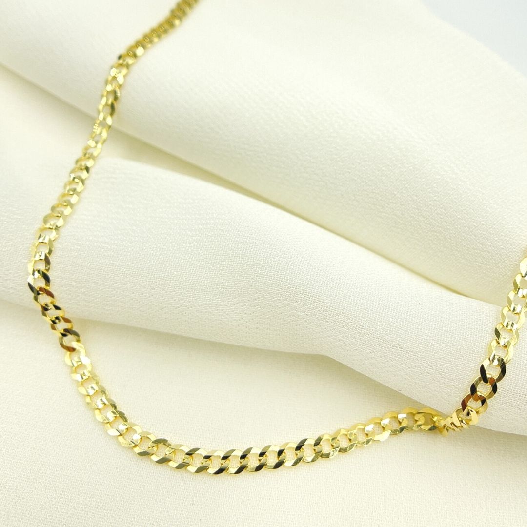 080R13FG1T2A9L001. 14K Solid Yellow Gold Miami Flat Curb Chain