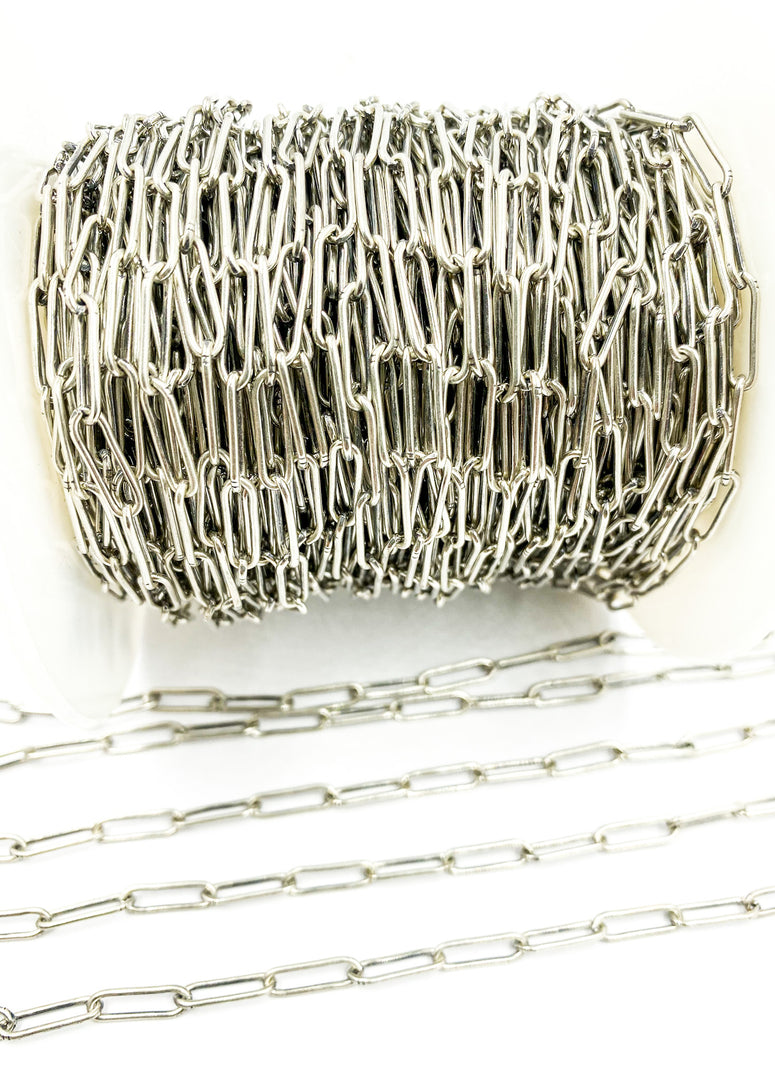 Oxidized 925 Sterling Silver Smooth Paperclip Chain. 4002OX