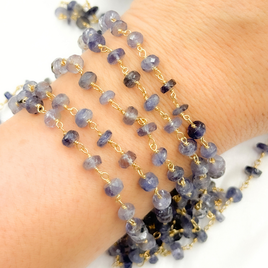 Iolite Gold Plated Wire Chain