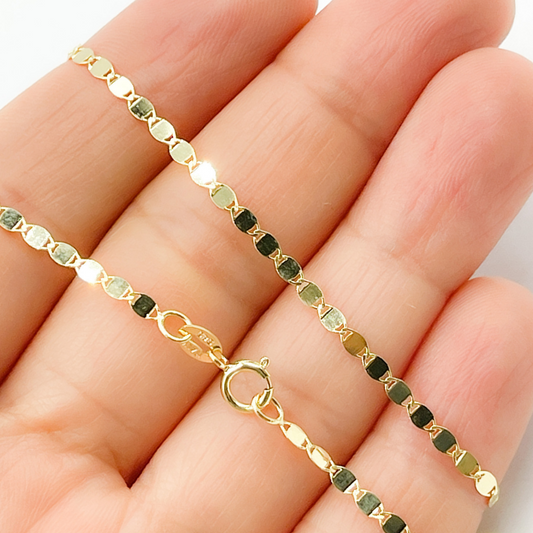 14K Solid Gold Mirror Marina Link Chain