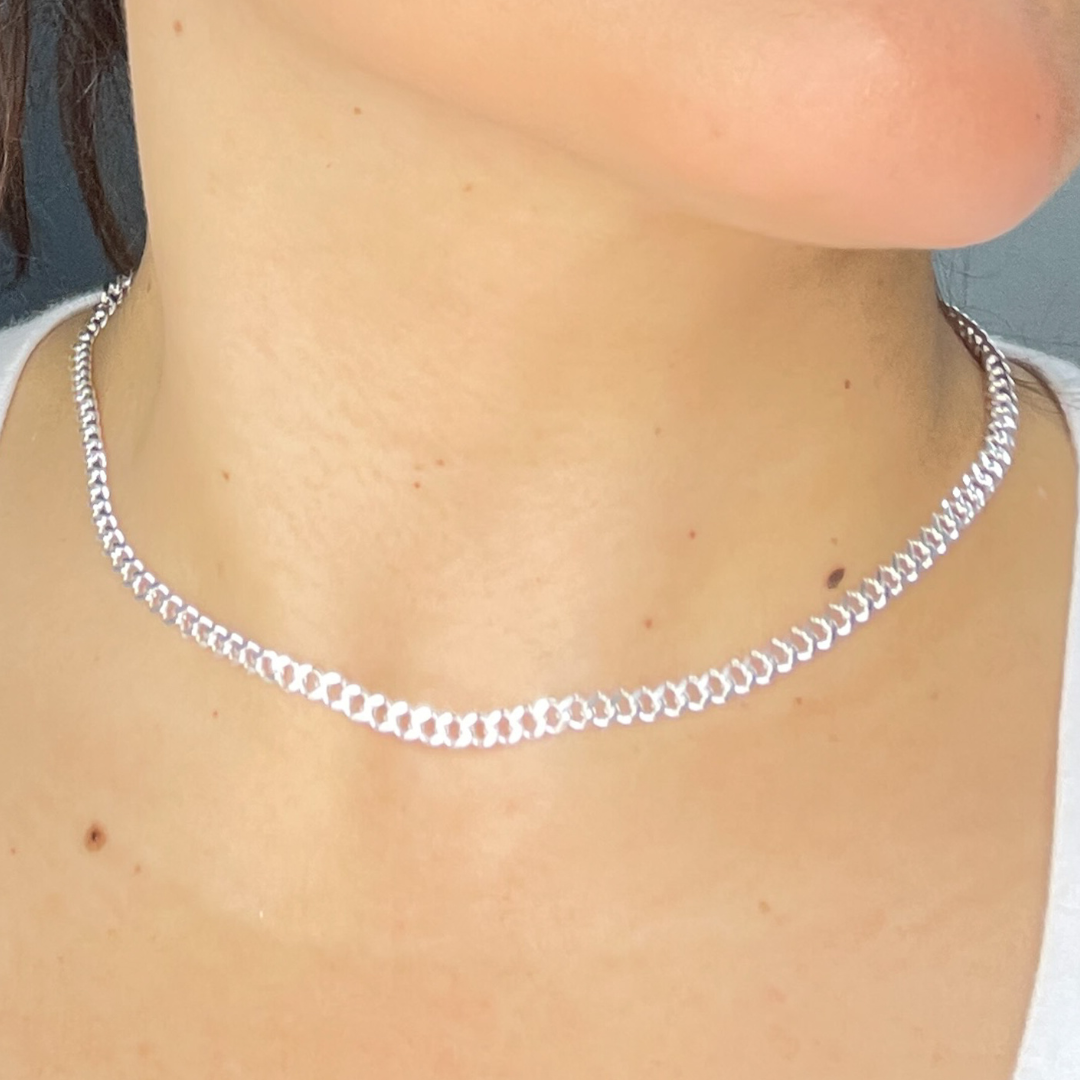 925 Sterling Silver Curb Monaco Necklace. 10014810GDNecklace