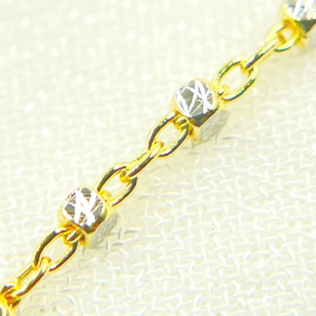14K Solid Yellow Gold Satellite Cubes Chains