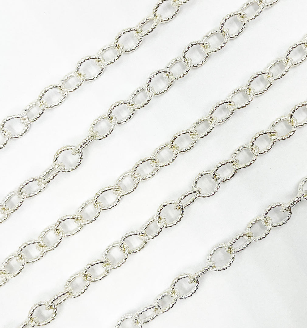 925 Sterling Silver Twisted Marquise Shape Link Chain. 617SS