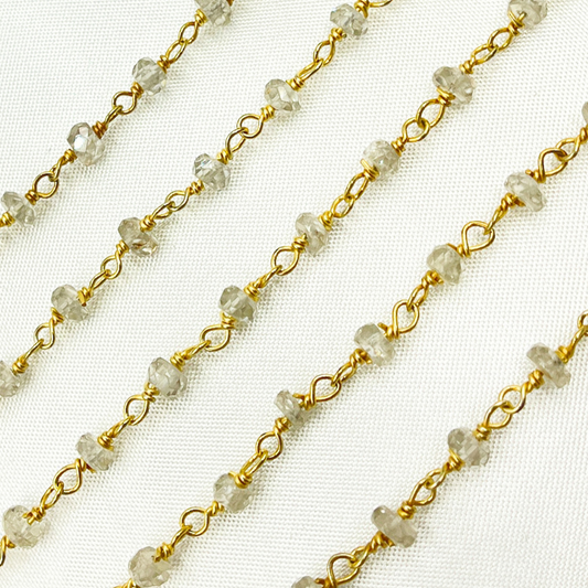 Natural Zircon Gold Plated Wire Chain