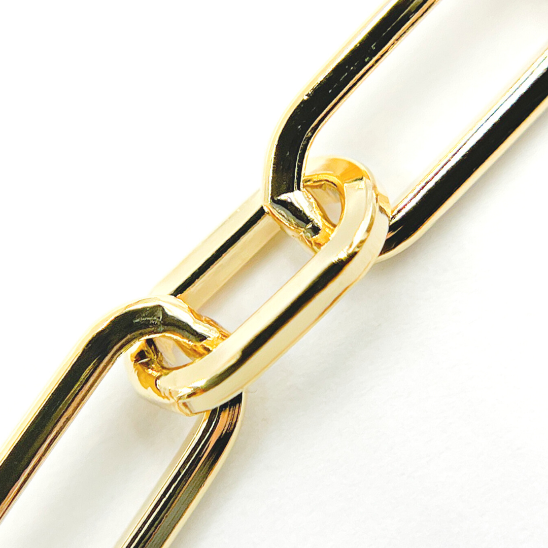 Gold Plated 925 Sterling Silver Flat Paper Clip Chain