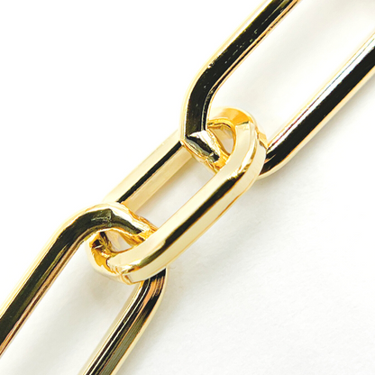 Gold Plated 925 Sterling Silver Flat Paper Clip Chain