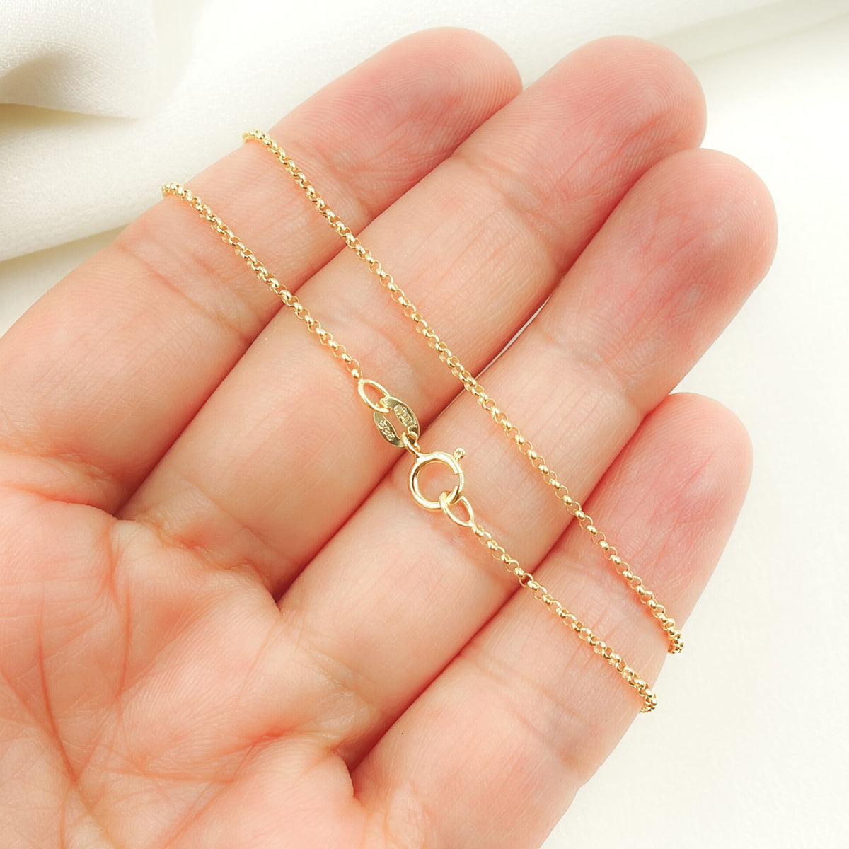 14K Solid Yellow Gold Rolo Chain