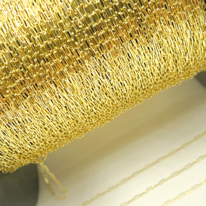 14K Solid Yellow Gold Flat Paperclip Chain by Foot