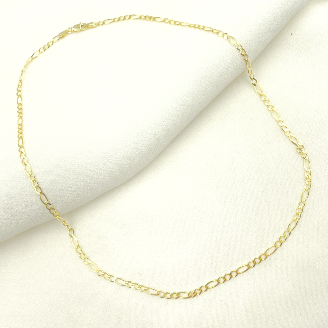 058GL3BPT2A8L001. 14K Solid Gold Flat Figaro Chain