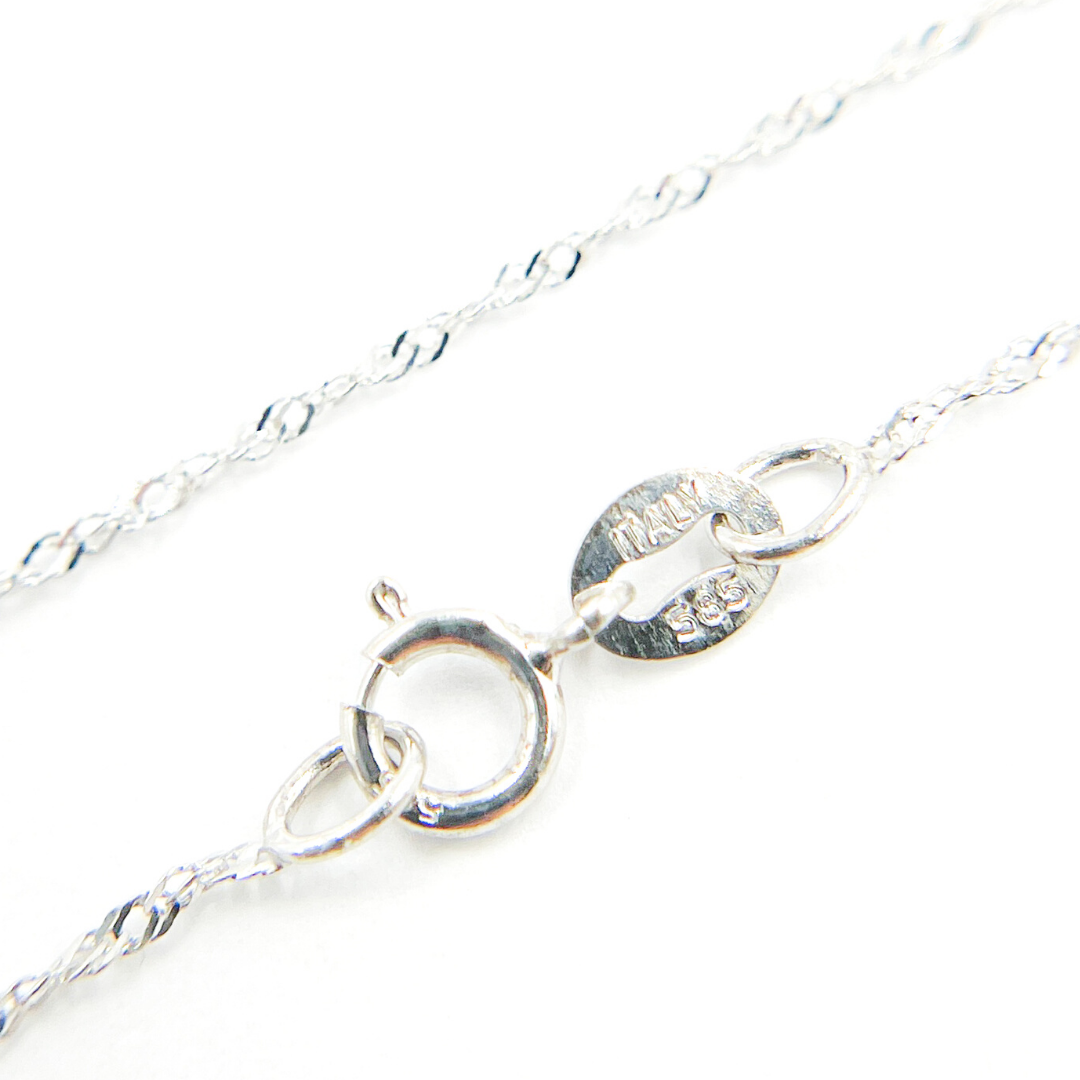 14K Solid White Gold Singapore Chain