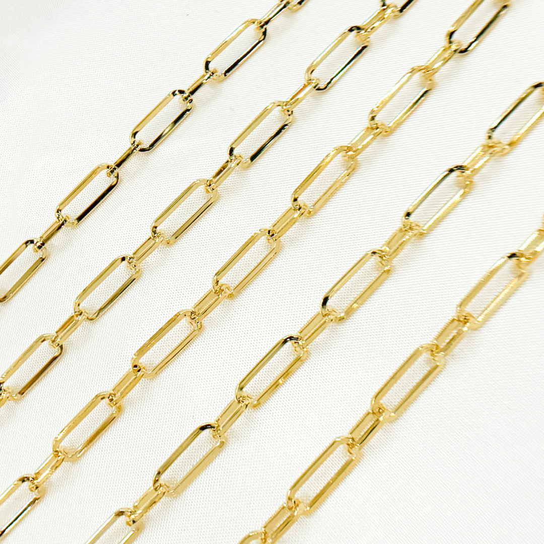 Gold Plated 925 Sterling Silver Flat Paperclip Link Chain. V149GP