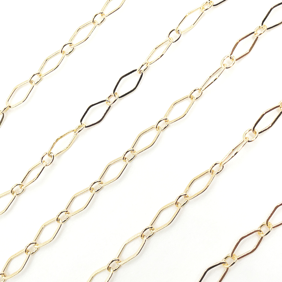 1370FGF. 14K Yellow Gold Filled Flat Diamond and Round Link Chain.