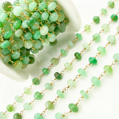 Chrysoprase Smooth Gold Plated Wire Chain.