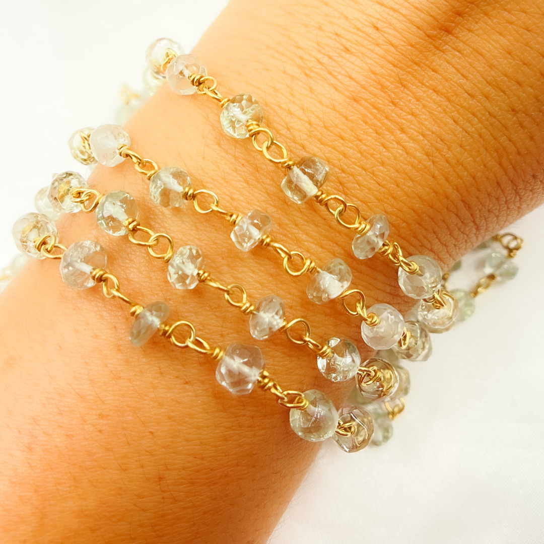 Green Amethyst Gold Plated Wire Chain