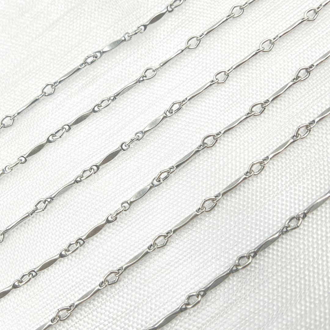 Oxidized Sterling Silver Dapped Bar Chain