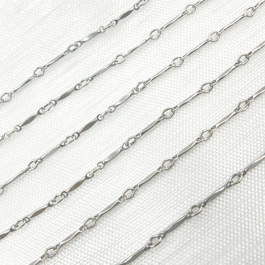 Oxidized 925 Sterling Silver Dapped Bar Chain. 568OX