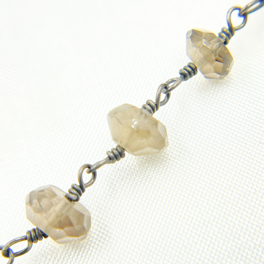 Smoky Quartz Oxidized Wire Chain. SMQ14