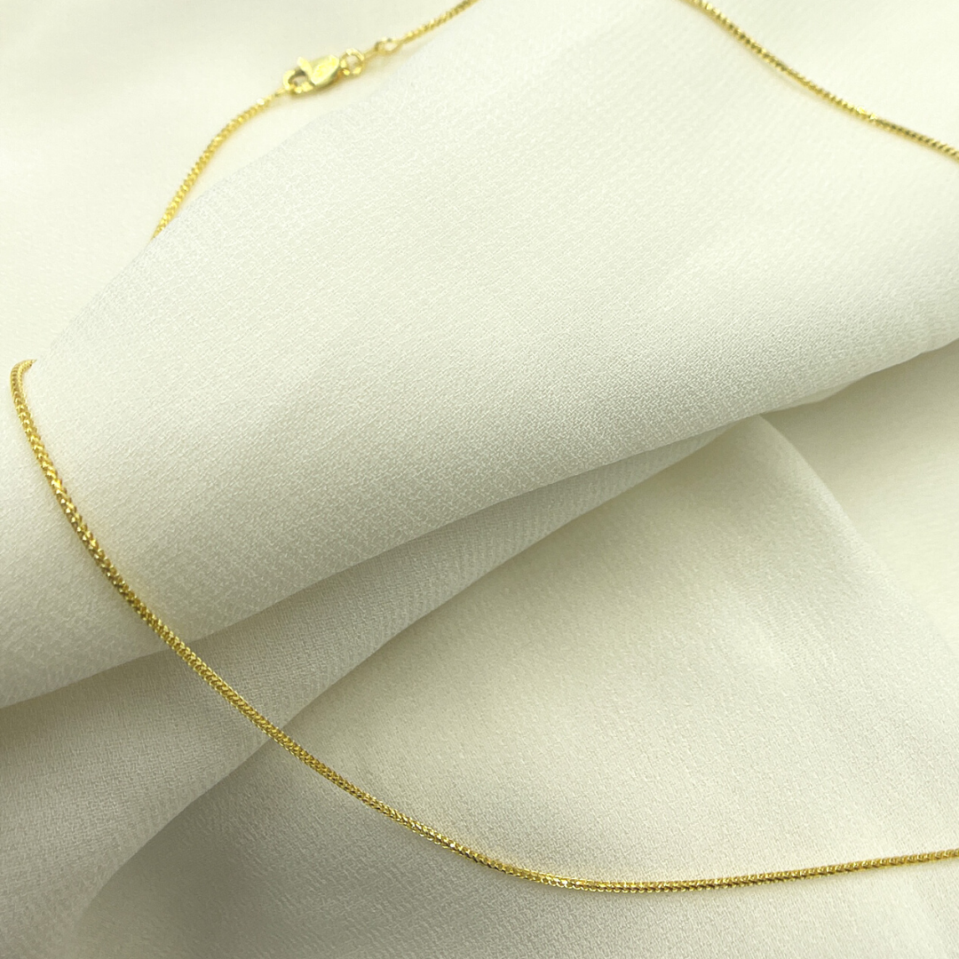 14K Solid Gold Diamond Cut Marina Chain