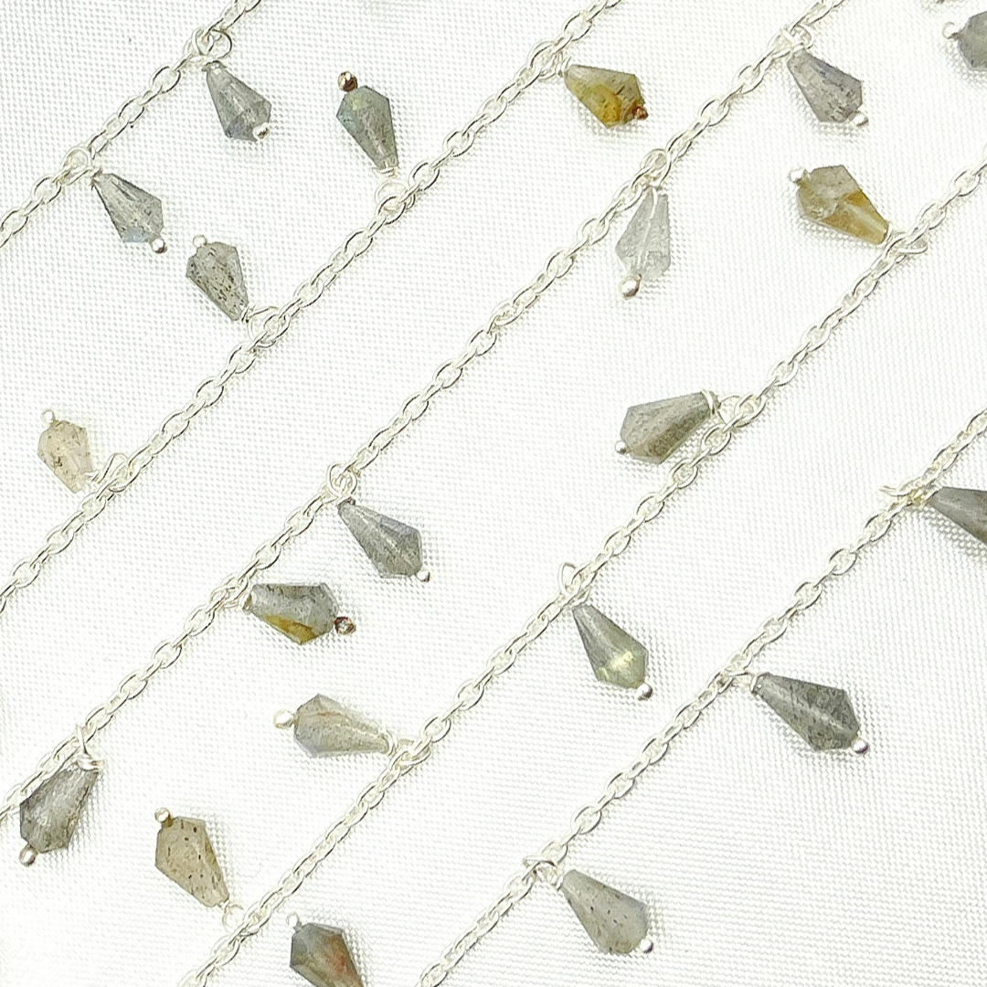 Labradorite Drop Dangle 925 Sterling Silver Wire Chain