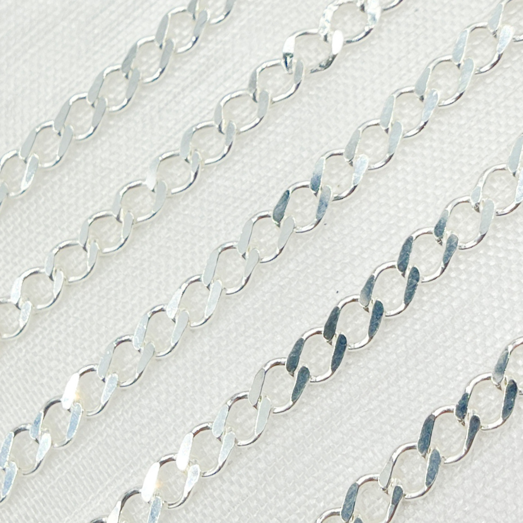 Z89SS. Sterling Silver Cuban Flat Curb Link Chain
