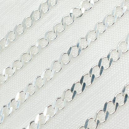 Z89SS. Sterling Silver Cuban Flat Curb Link Chain