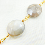 Load image into Gallery viewer, Coated Taupe Moonstone Gold Plated Wire Chain. CMS84
