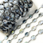 Load image into Gallery viewer, Coated Labradorite Hexagon Shape Bezel Oxidized Wire Chain. CLB68
