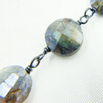 Load image into Gallery viewer, Coated Labradorite Coin Shape Oxidized Wire Chain. CLB56
