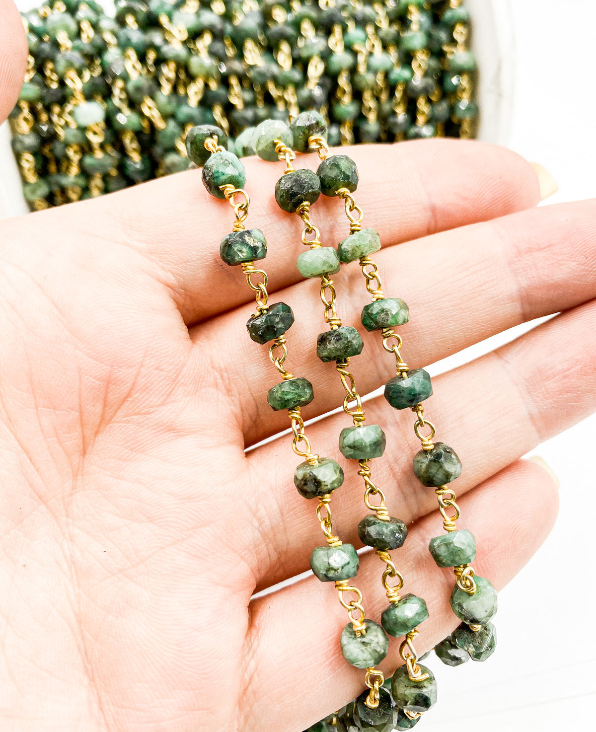 Emerald Gold Plated Wire Chain
