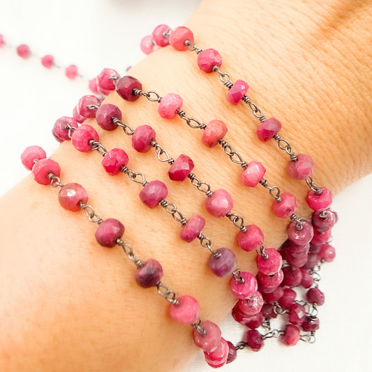 Dyed Ruby Oxidized Wire Chain