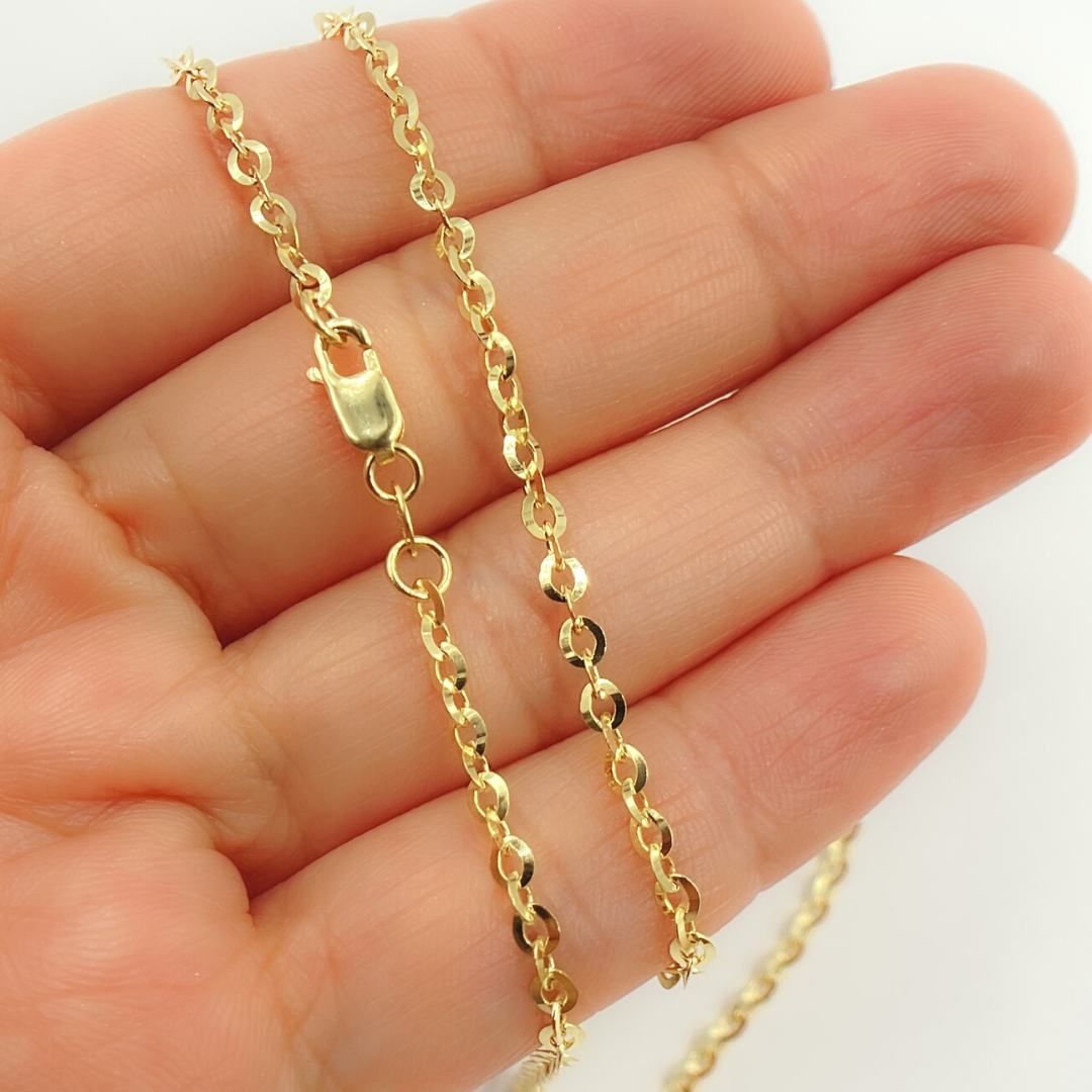 060R08BFL4L024. 14K Solid Gold Flat Cable Chain