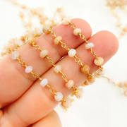 Pink Opal Gold Plated Wire Chain