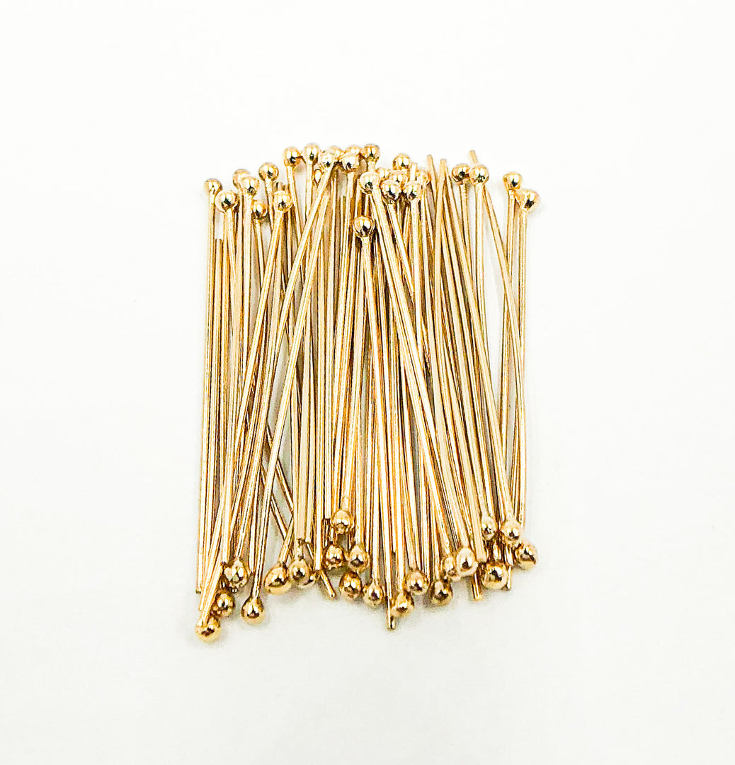 14K Gold Filled Ball Headpin 24 Gauge 1, 1.5 & 2 inch