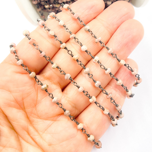 Rhodochrosite Wire Wrap Chain
