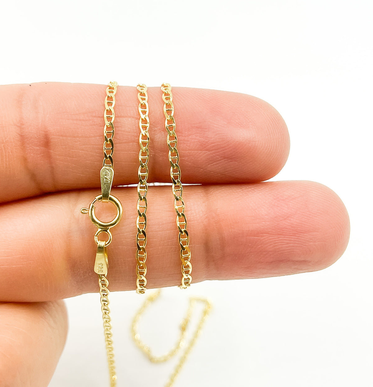 14K Solid Gold Flat Marina Link Chain